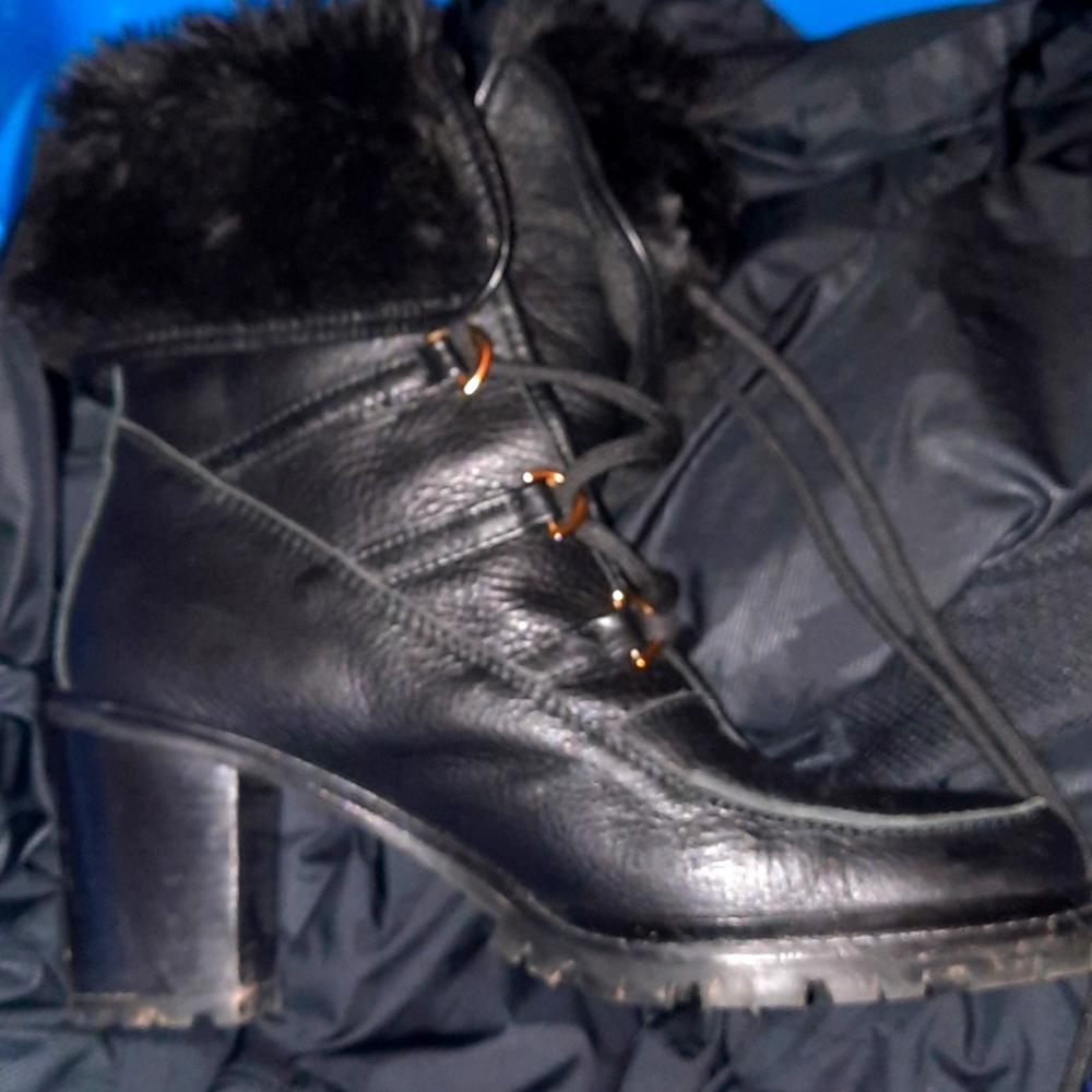 Hunter Eveline Faux Fur Black Boots